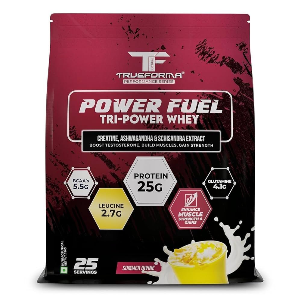 RUEFORMA Power Fuel Whey - (Creatine, Ashwagandha & Schisandra Extract) Whey Protein (1 kg, Summer Divine)